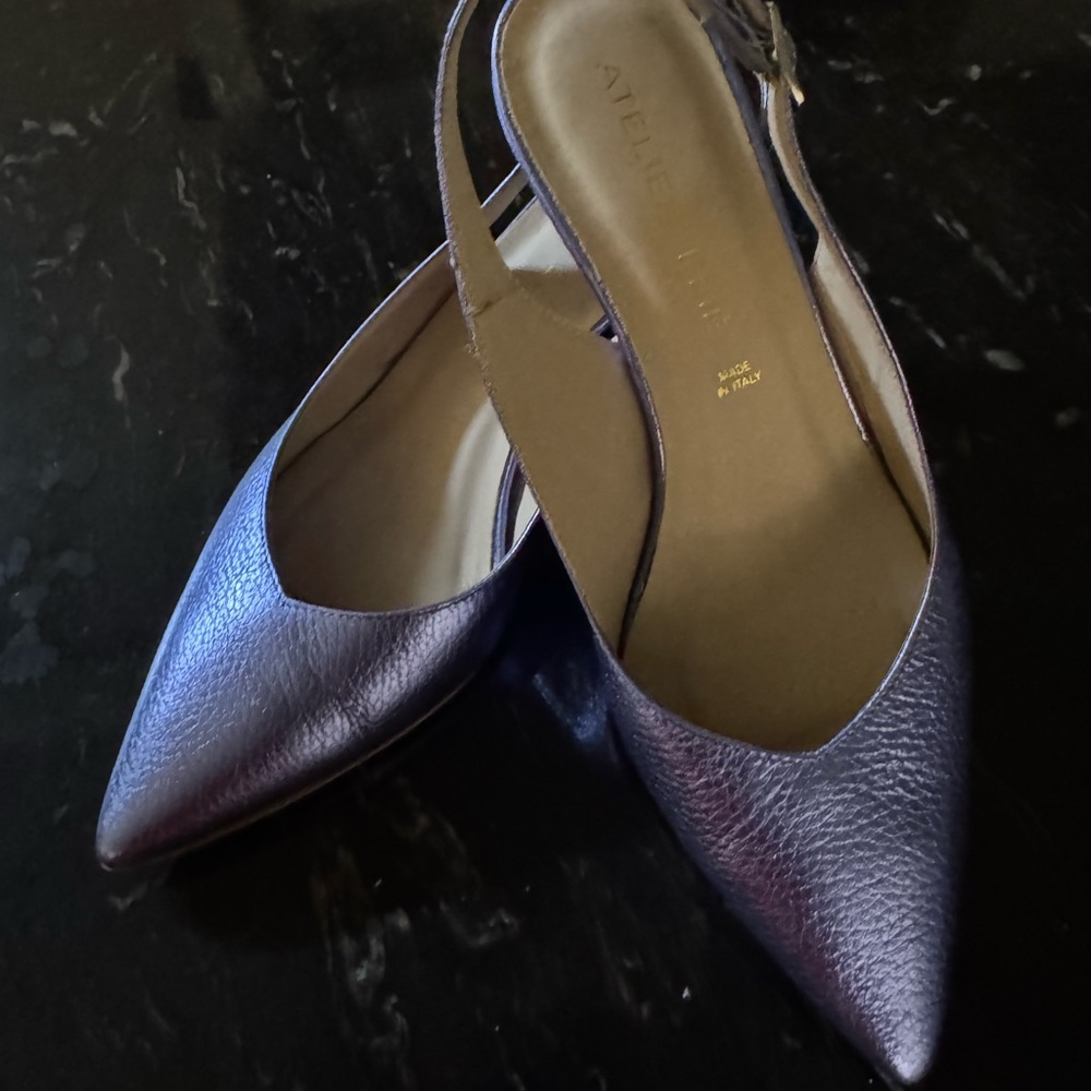 Leather Purple Pointed Slingback Flats